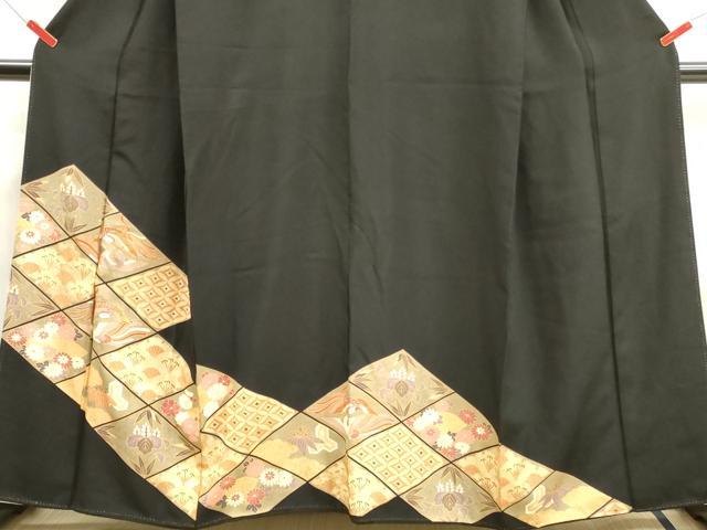 平和屋着物■豪華黒留袖 駒刺繍 双蝶花文 金彩 正絹 逸品 DAAV2234xg