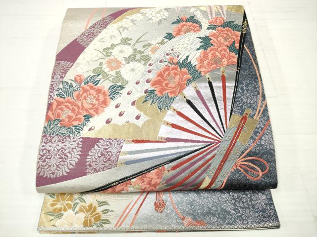平和屋着物◎六通柄袋帯 唐織 九百錦 鴛鴦孔雀文 金銀糸 正絹 逸品 DAAV2331xg
