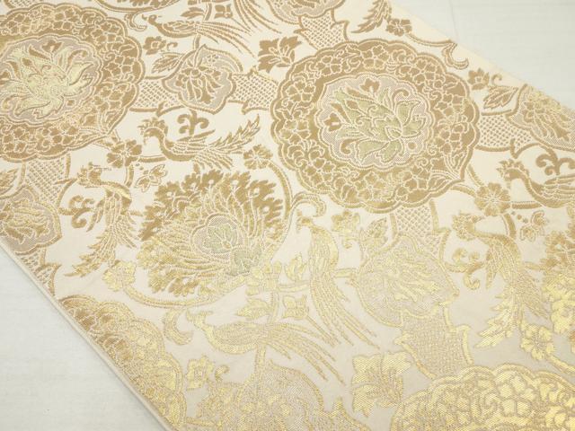 平和屋着物◎六通柄 本袋帯 更紗花文 金糸 正絹 逸品 DAAV2345xg