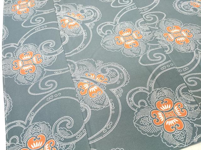 平和屋着物□上質な小紋 花唐草文 ロング丈 正絹 逸品 未使用