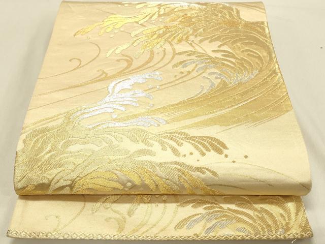 平和屋着物◎六通柄袋帯 立波文 金銀糸 正絹 逸品 DAAV2862qp