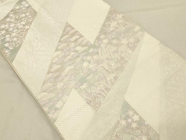 平和屋着物◎六通柄袋帯 唐織 風景文 銀糸 正絹 逸品 DAAV2866qp