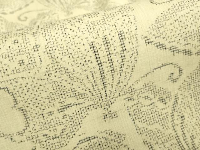 平和屋着物▽結城紬 単衣 80亀甲 舞蝶文 正絹 逸品 DAAV3002du