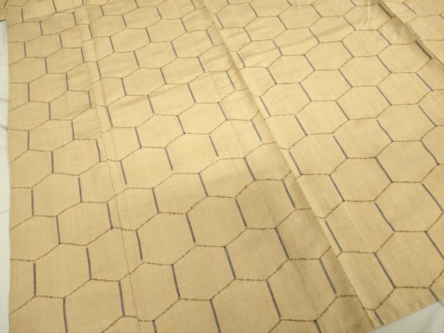平和屋着物▽上質な紬 単衣 亀甲文 正絹 逸品 DAAV3007du