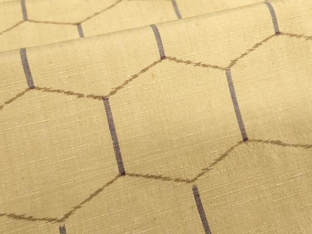 平和屋着物▽上質な紬 単衣 亀甲文 正絹 逸品 DAAV3007du