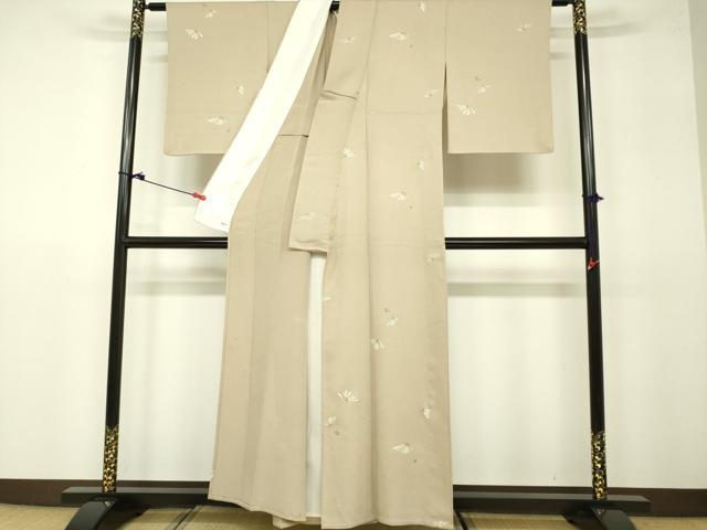 平和屋着物▽上質な小紋 単衣 松葉文 銀彩 正絹 逸品 DAAV3018du