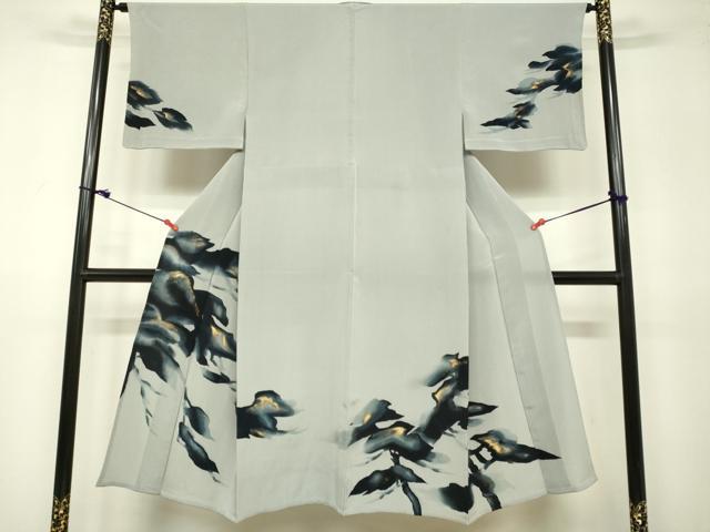 平和屋着物▽訪問着 単衣 松文 金彩 正絹 逸品 DAAV3021du