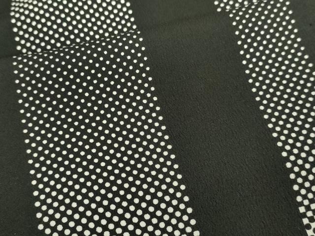 平和屋着物▽男性 小紋 単衣 間道 黒地 洗える着物 DAAV3024du