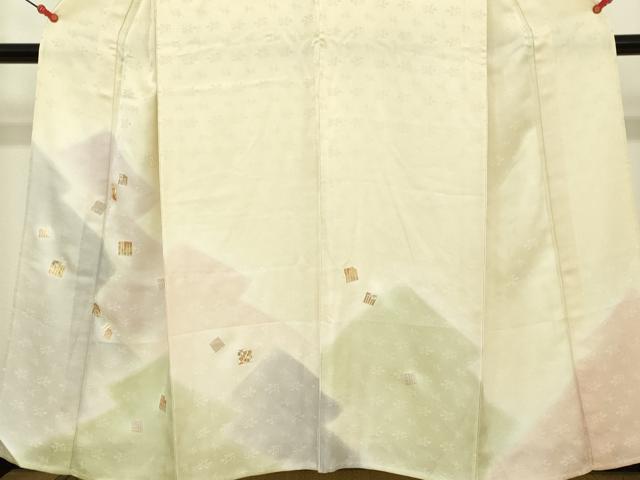 平和屋着物▽訪問着 単衣 駒刺繍 源氏港 暈し染め 金彩 正絹 逸品 DAAV3027du