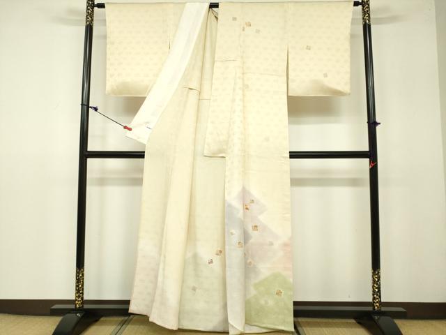 平和屋着物▽訪問着 単衣 駒刺繍 源氏港 暈し染め 金彩 正絹 逸品 DAAV3027du