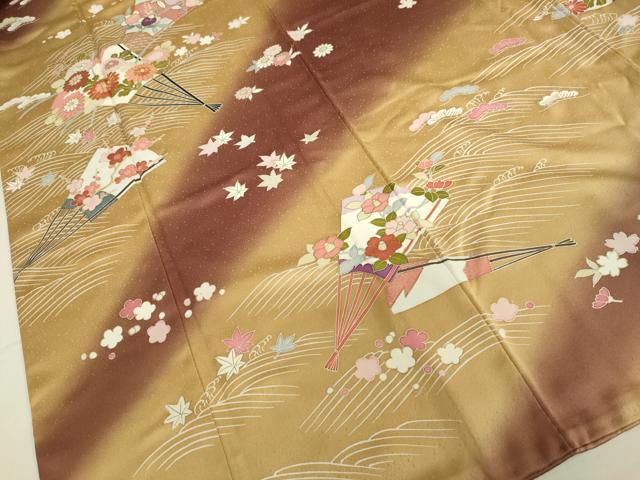 平和屋着物●上質な小紋 作家物 駒刺繍 扇面立波花文 暈し染め 金彩 鈴乃屋扱い 正絹 逸品 DAAV3079du
