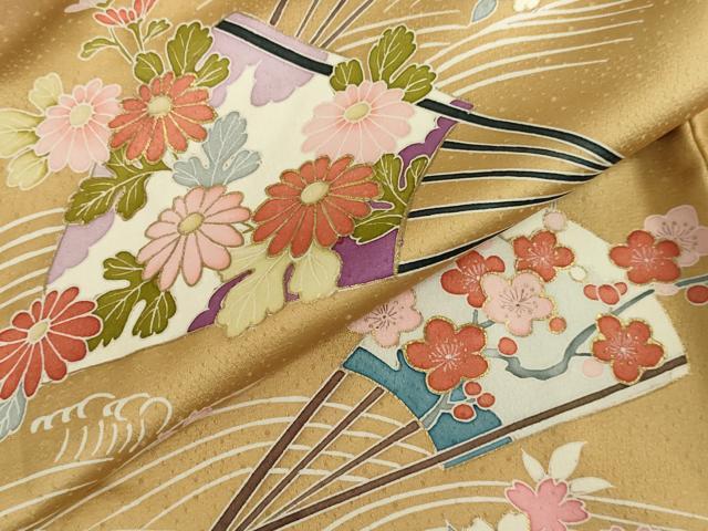 平和屋着物●上質な小紋 作家物 駒刺繍 扇面立波花文 暈し染め 金彩 鈴乃屋扱い 正絹 逸品 DAAV3079du
