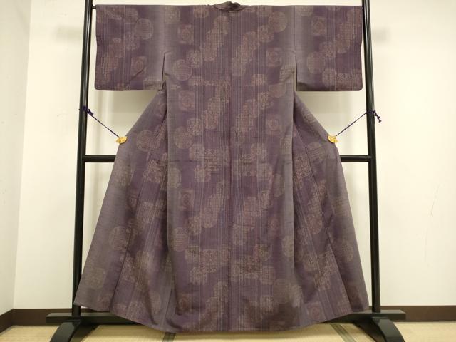 平和屋着物▽上質な紬 単衣 吉祥花文 正絹 逸品 DAAV3119du