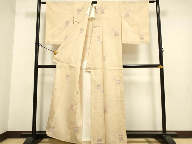 平和屋着物▽本塩沢 単衣 遠州椿 正絹 逸品 未使用 DAAV3120du