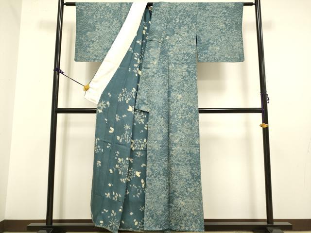 平和屋着物▽上質な小紋 単衣 草花文 正絹 逸品 DAAV3123du