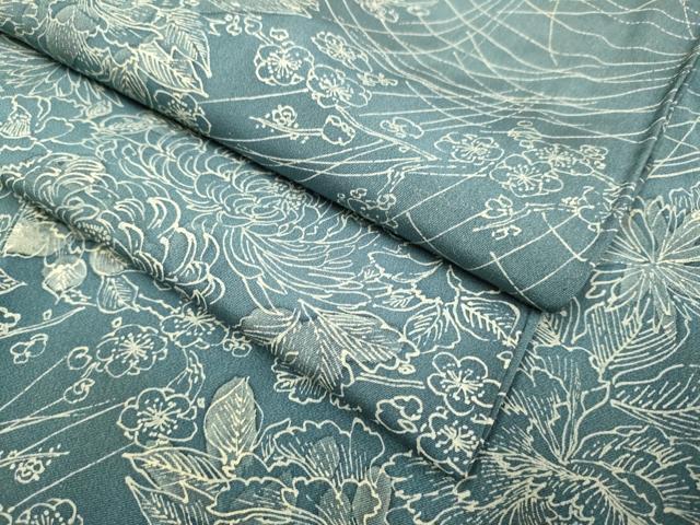 平和屋着物▽上質な小紋 単衣 草花文 正絹 逸品 DAAV3123du