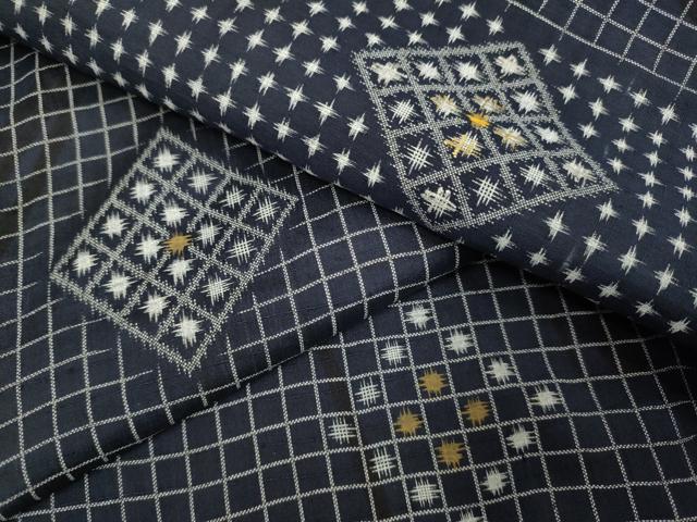 平和屋着物▽上質な紬 単衣 菱文 金彩 正絹 逸品 DAAV3125du
