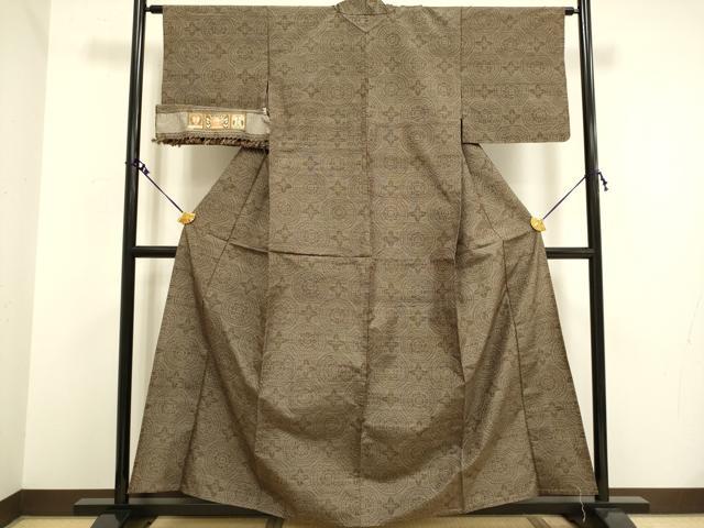 平和屋着物▽真綿紬 単衣 花丸文 証紙付き 正絹 逸品 DAAV3132du