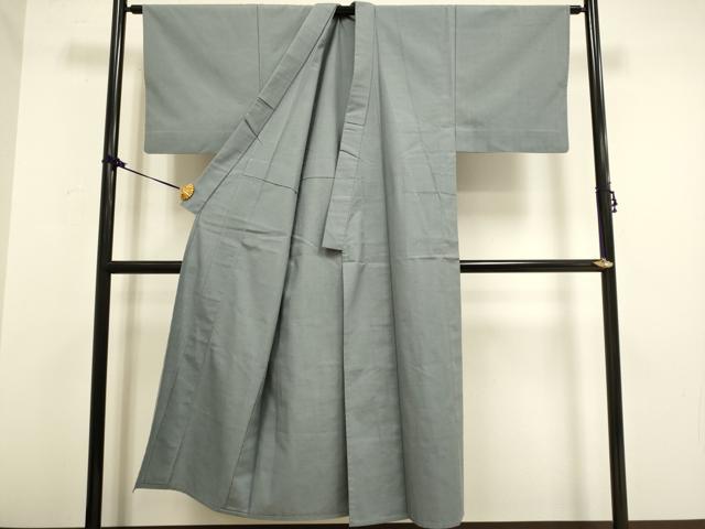 平和屋着物▽男性 本場真綿結城紬 単衣 銀鼠色 認定書付き 正絹 逸品 DAAV3177du