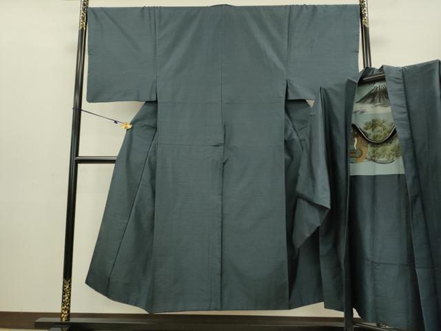 平和屋着物●男性 本場大島紬 アンサンブル 長羽織 格子 正絹 逸品 DAAV3292du