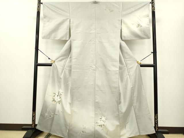 平和屋着物●訪問着 友禅 紬地 枝花文 暈し染め 正絹 逸品 DAAV3328du