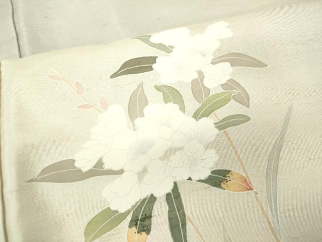 平和屋着物●訪問着 友禅 紬地 枝花文 暈し染め 正絹 逸品 DAAV3328du
