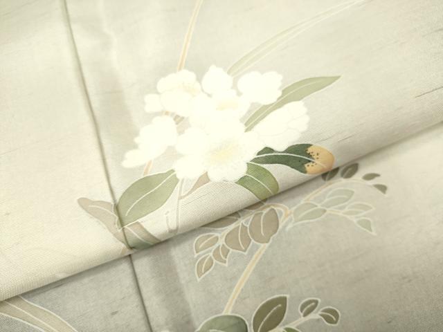 平和屋着物●訪問着 友禅 紬地 枝花文 暈し染め 正絹 逸品 DAAV3328du