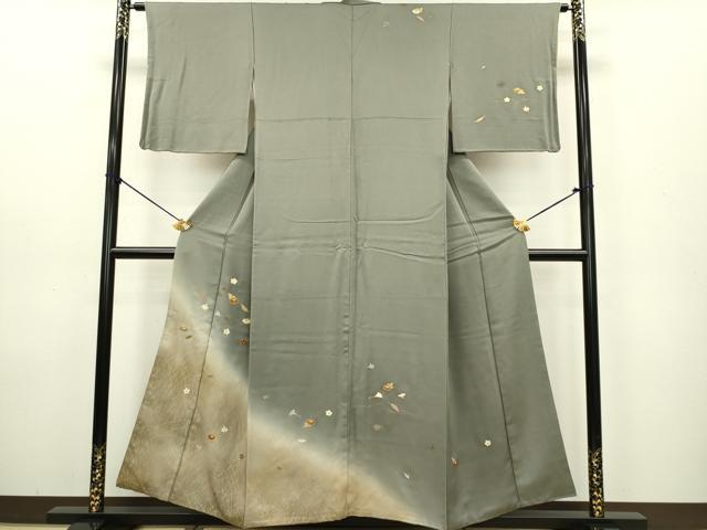 平和屋着物●訪問着 刺繍 吹き寄せ花文 暈し染め 金彩 正絹 逸品 DAAV3359du