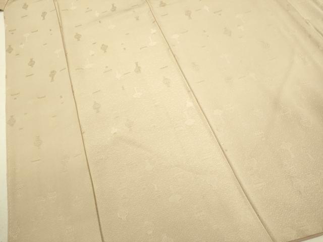 平和屋着物●上質な色無地 陶器地紋 白茶色 正絹 逸品 DAAV3367du