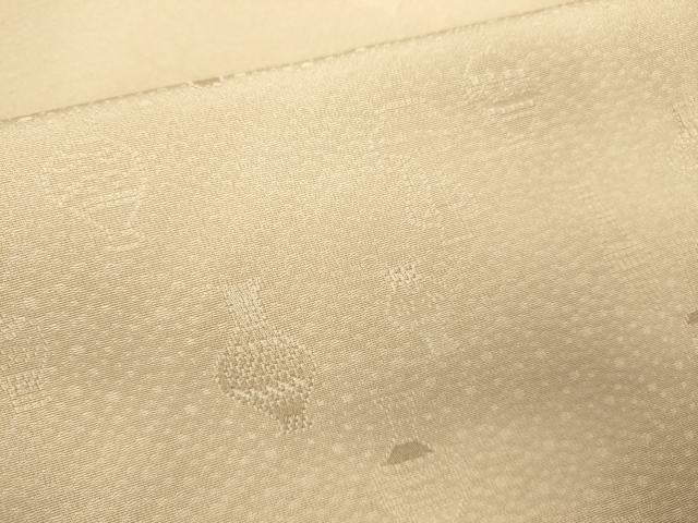 平和屋着物●上質な色無地 陶器地紋 白茶色 正絹 逸品 DAAV3367du