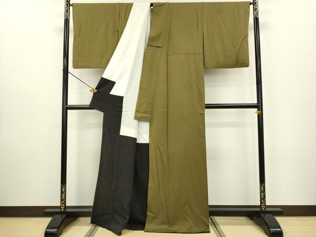 平和屋着物●上質な色無地 路考茶色 正絹 逸品 DAAV3373du