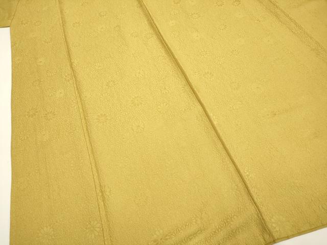 平和屋着物●上質な色無地 舞花地紋 黄朽葉色 正絹 逸品 DAAV3480du