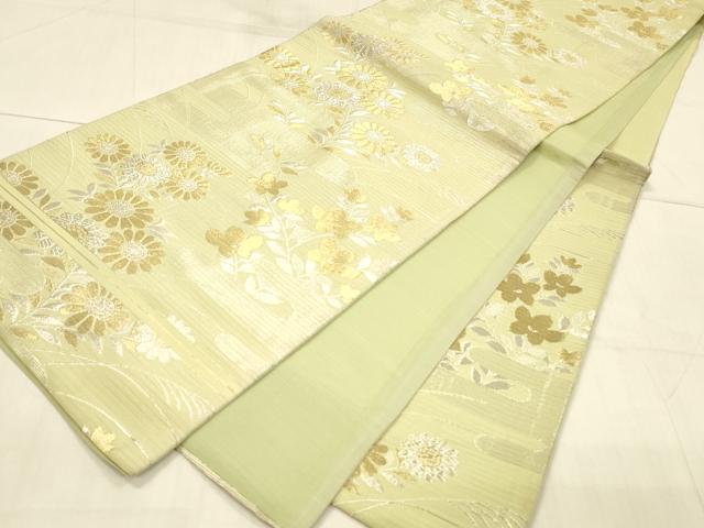 平和屋着物*夏物 六通柄 京袋帯 草花文 金銀糸 正絹 逸品 DAAV3816cm