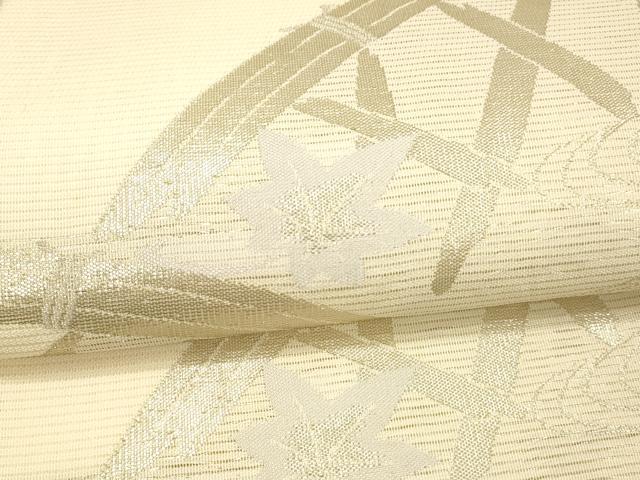 平和屋着物*夏物 六通柄袋帯 流水籬花文 銀糸 正絹 逸品 DAAV3868cm
