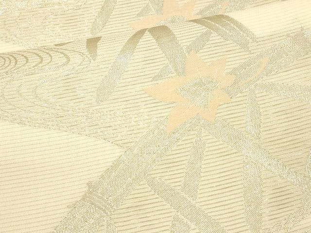 平和屋着物*夏物 六通柄袋帯 流水籬花文 銀糸 正絹 逸品 DAAV3868cm