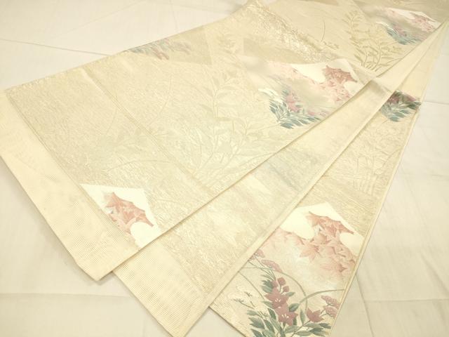 平和屋着物*夏物 西陣 六通柄袋帯 桔梗に色紙 金糸 証紙付き 正絹 逸品 DAAV3872cm