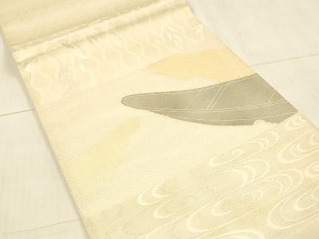平和屋着物*夏物 太鼓柄袋帯 流水舟文 銀糸 正絹 逸品 DAAV3889cm