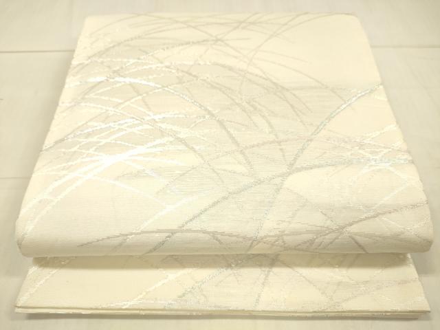 平和屋着物*夏物 六通柄袋帯 草葉文 銀糸 正絹 逸品 DAAV3908cm