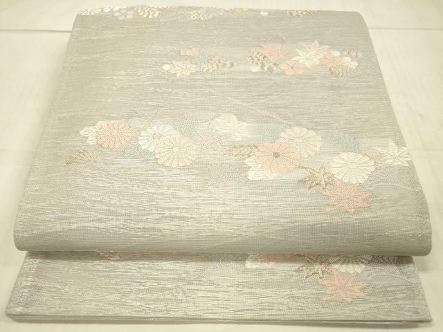 平和屋着物*夏物 六通柄袋帯 すず風 草花文 金銀糸 正絹 逸品 DAAV3944cm