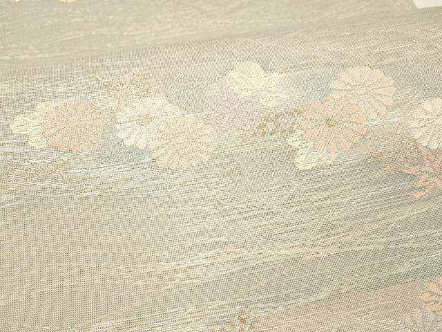 平和屋着物*夏物 六通柄袋帯 すず風 草花文 金銀糸 正絹 逸品 DAAV3944cm