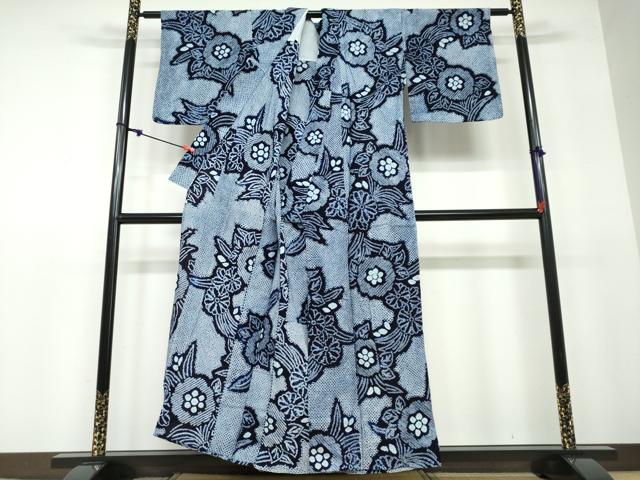平和屋着物∴夏物 浴衣 有松鳴海絞り 舞花文 綿 逸品 DAAV4025ud