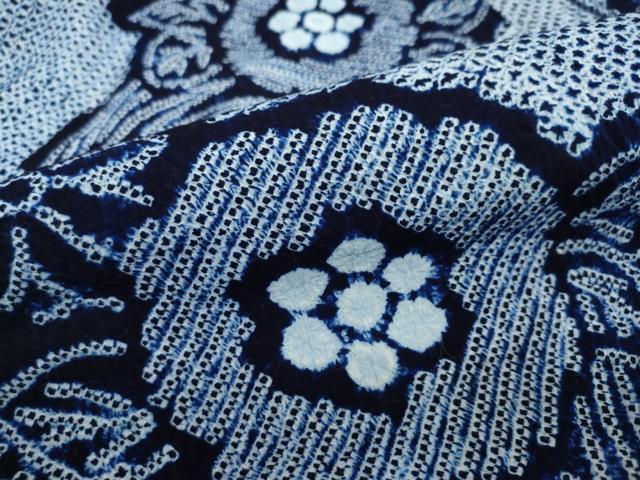 平和屋着物∴夏物 浴衣 有松鳴海絞り 舞花文 綿 逸品 DAAV4025ud