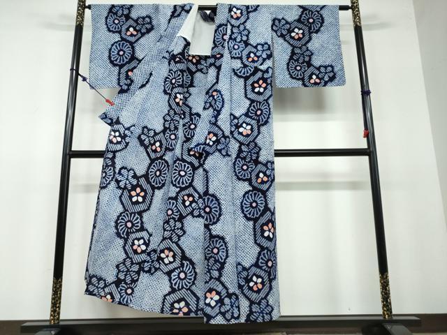 平和屋着物∴夏物 浴衣 有松鳴海絞り 草花文 綿 逸品 DAAV4132ud