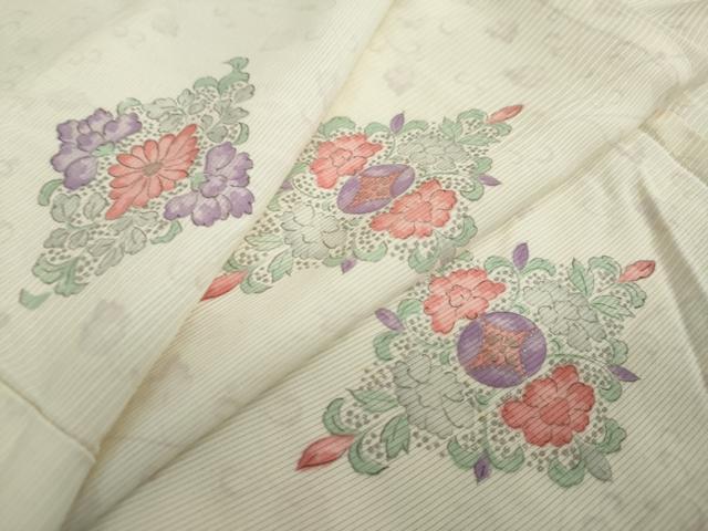 平和屋着物*夏物 小紋 絽 草花文 正絹 逸品 DAAV4155ud