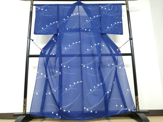 平和屋着物*夏物 小紋 絽 抽象文様 洗える着物 DAAV4224ud