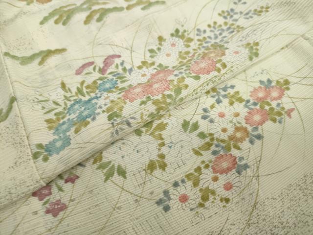 平和屋着物*夏物 小紋 絽 風景草花文 正絹 逸品 DAAV4273ud