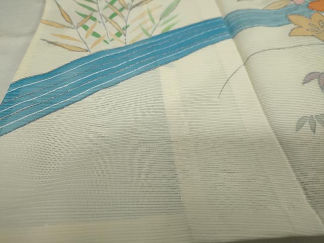平和屋着物*夏物 訪問着 絽 流水草花文 銀彩 正絹 逸品 未使用 DAAV4667ud