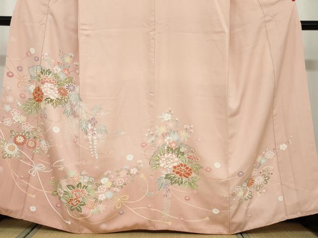 平和屋着物●訪問着 扇面草花文 暈し染め 金彩 正絹 逸品 DAAV4846ud