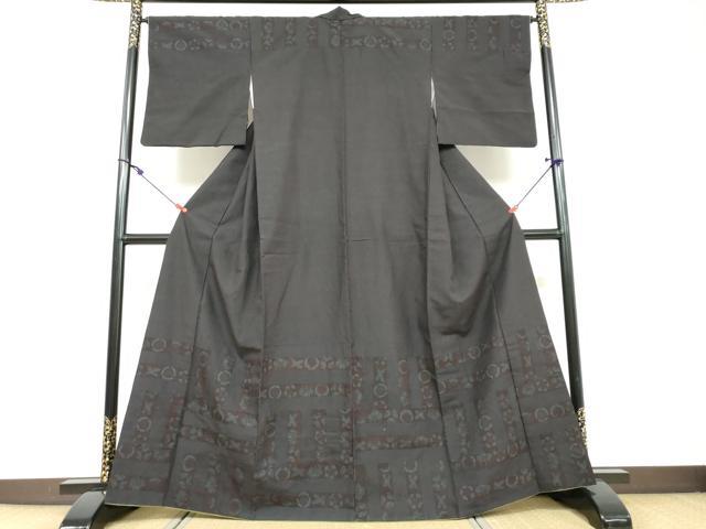 平和屋着物●訪問着 紬地 切嵌草花丸文 さが美扱い 正絹 逸品 DAAV4864ud