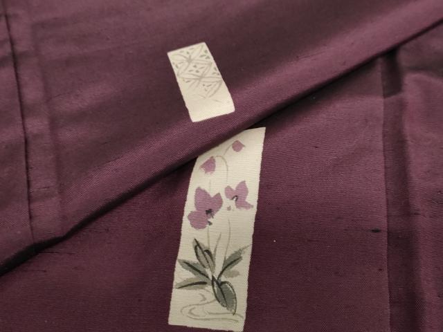 平和屋着物●上質な小紋 紬地 手描き 短冊草花文 正絹 逸品 DAAV4899ud